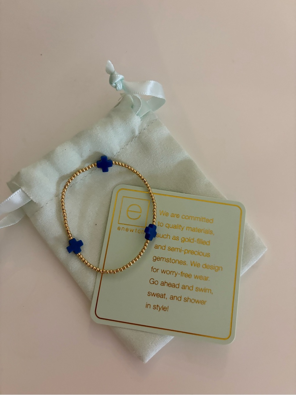 enewton signature cross 2mm gold bracelet cobalt - Picture 2 of 4